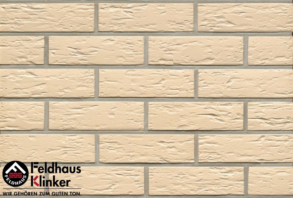Клинкерная фасадная плитка Feldhaus Klinker R140 Perla senso рельефная NF9, 240*9*71 мм